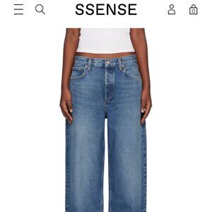 Agolde low slung baggy blue jeans